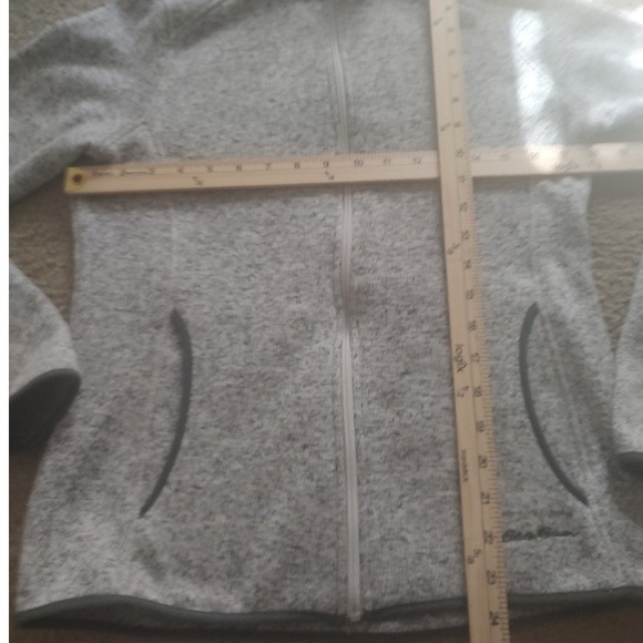 Eddie Bauer Womens Fleece Jacket Full Zip Gray Heathered Size M Cozy Outerwear - Picture 2 of 6